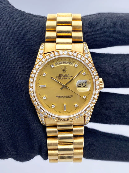 Rolex Day Date 18388 Diamond Dial 18K Yellow Gold Mens Watch - Watches