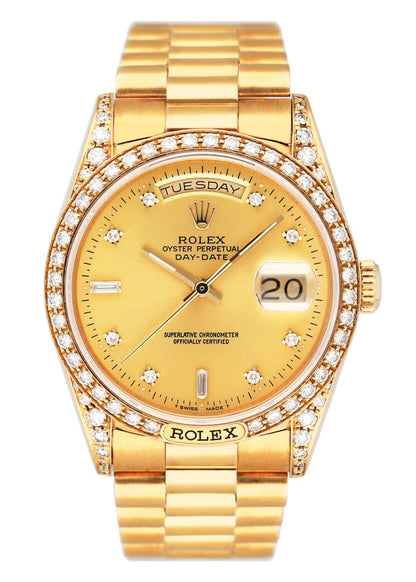 Rolex Day Date 18388 Diamond Dial 18K Yellow Gold Mens Watch - Watches