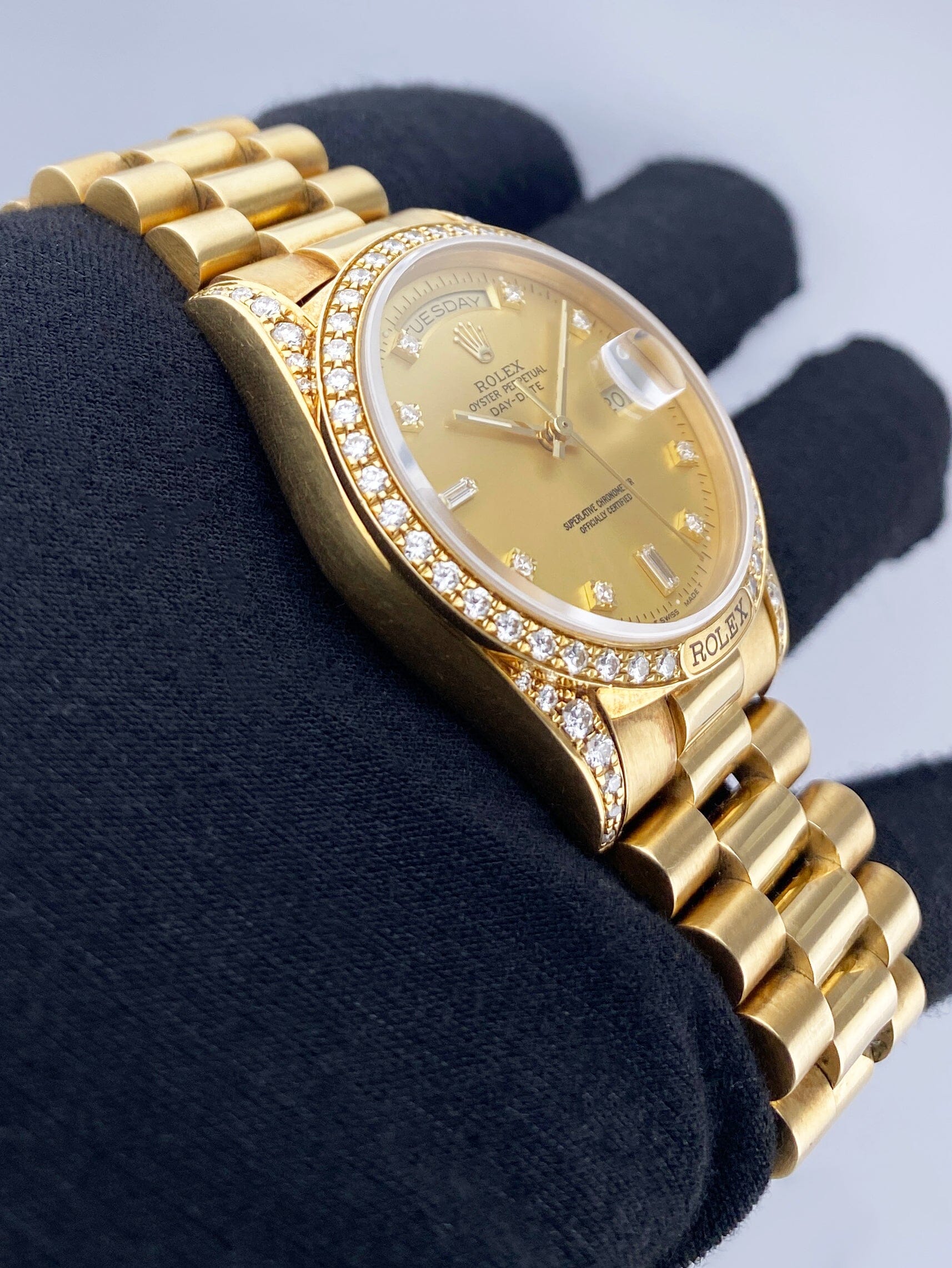 Rolex Day Date 18388 Diamond Dial 18K Yellow Gold Mens Watch - Watches