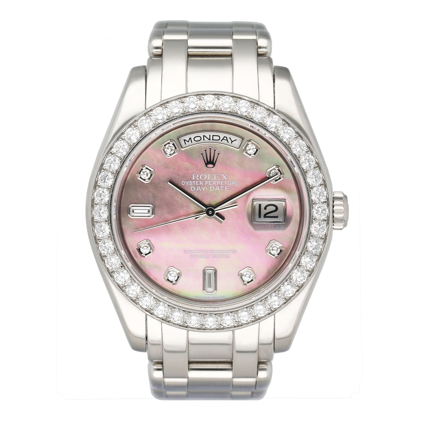 Rolex Day Date 18946 Diamond MOP Dial Platinum Watch - Watches