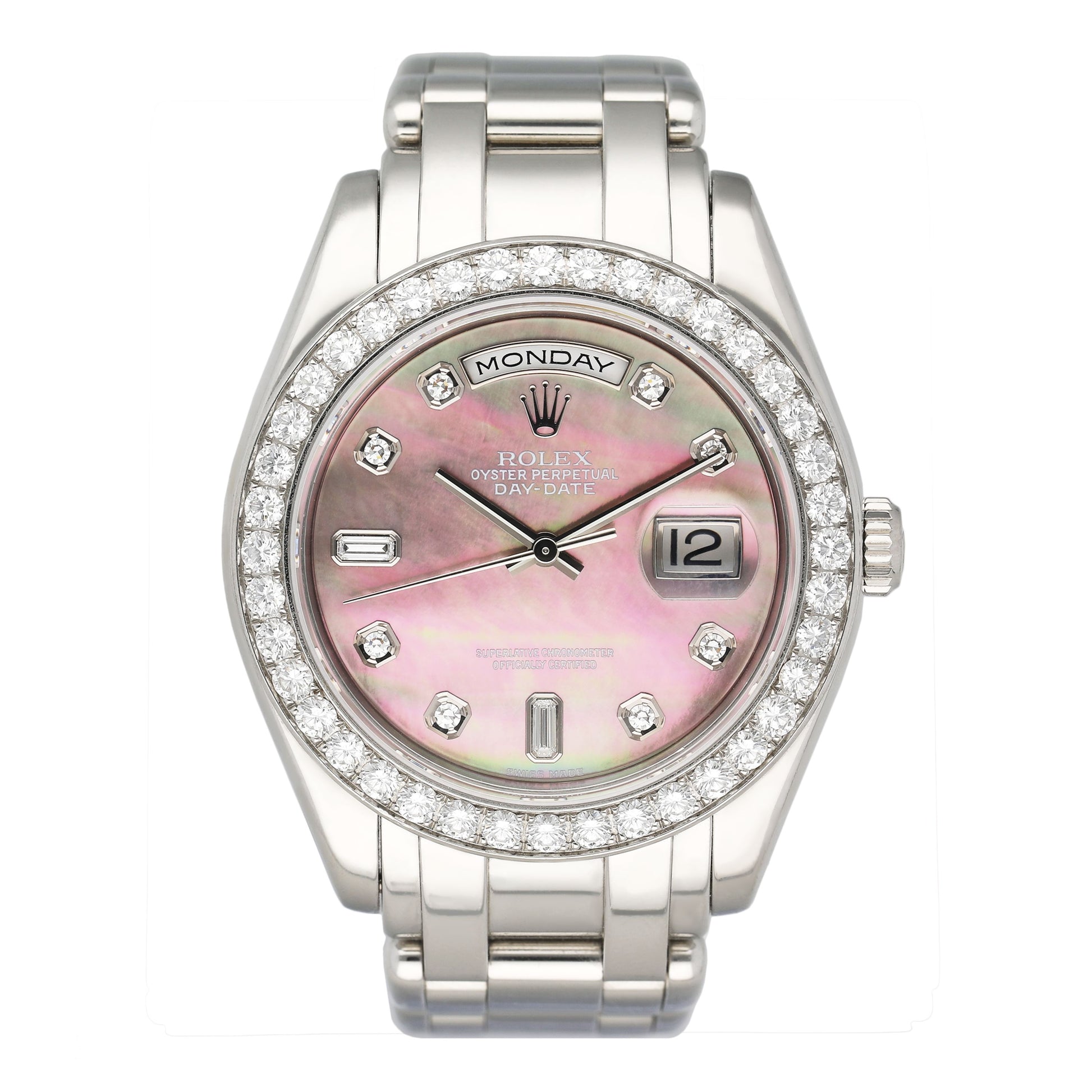 Rolex Day Date 18946 Diamond MOP Dial Platinum Watch - Watches
