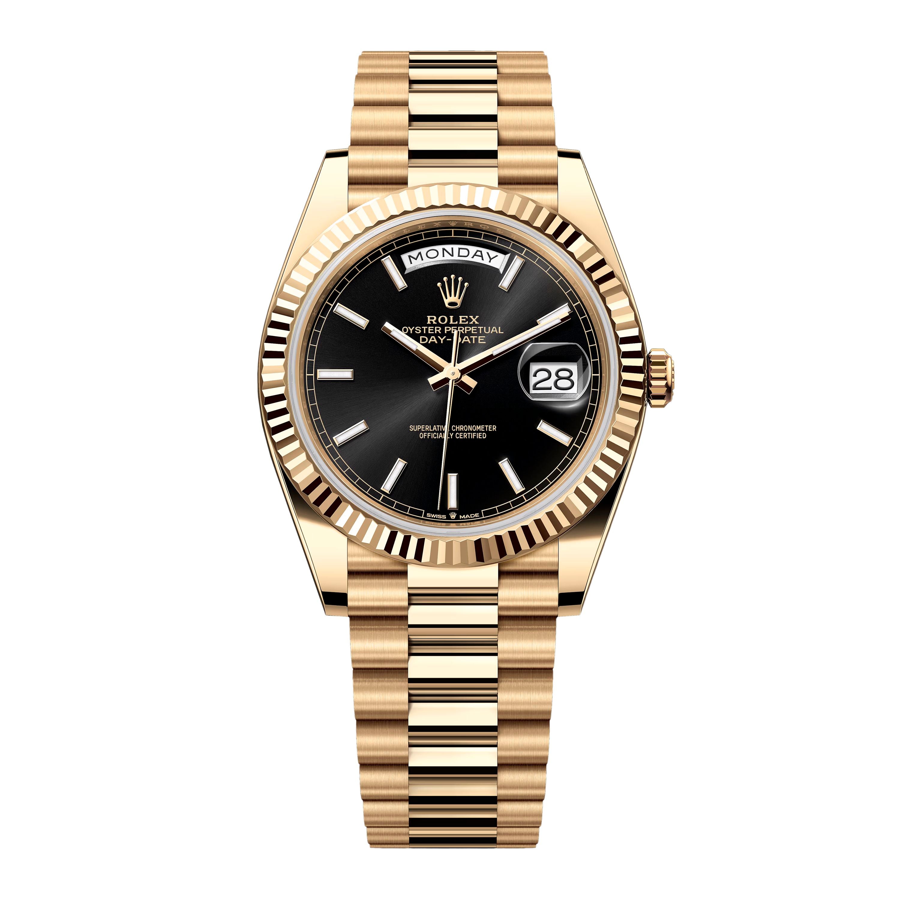 Rolex Day-Date 228238 Black Dial 18K Yellow Gold Mens Watch – Phigora