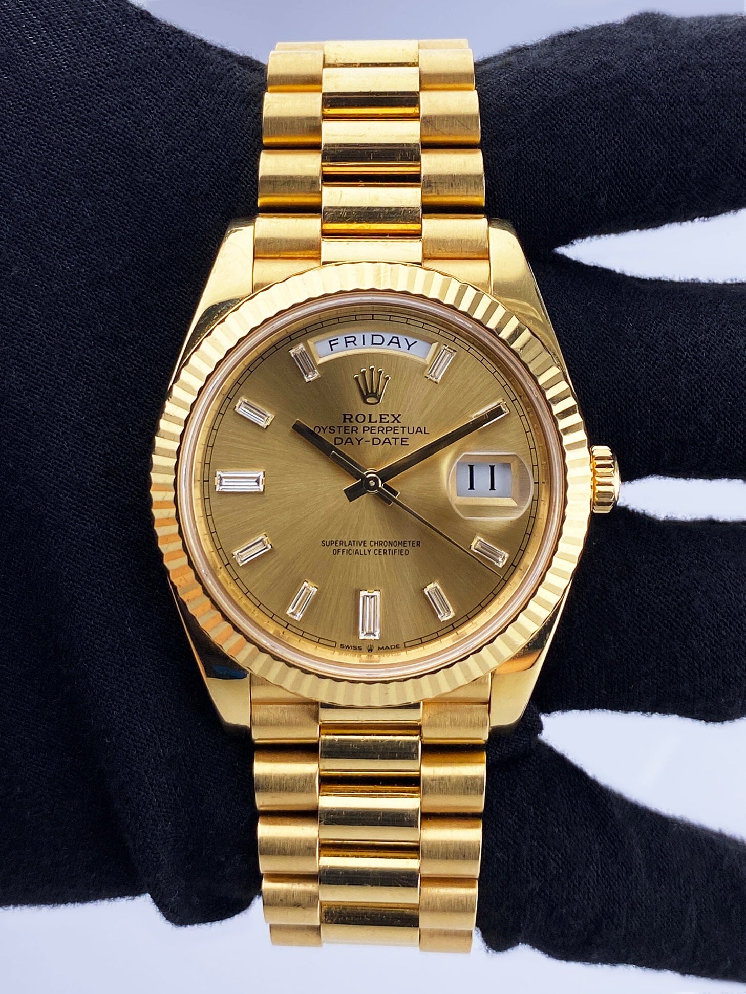 Rolex Day-Date 228238 Diamond Champagne Dial Mens Watch Box Papers - Watches