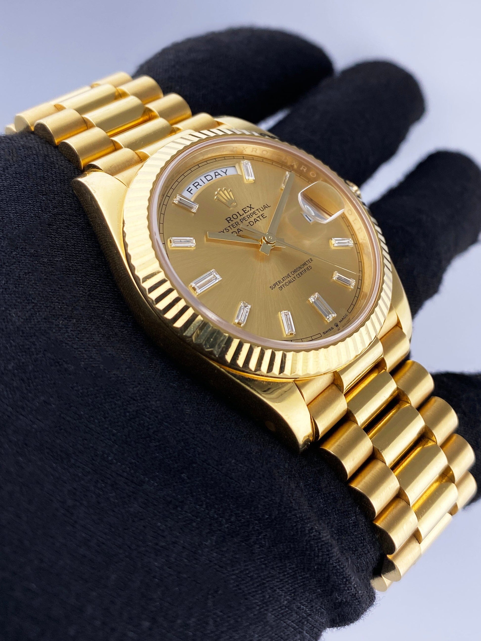 Rolex Day-Date 228238 Diamond Champagne Dial Mens Watch Box Papers - Watches