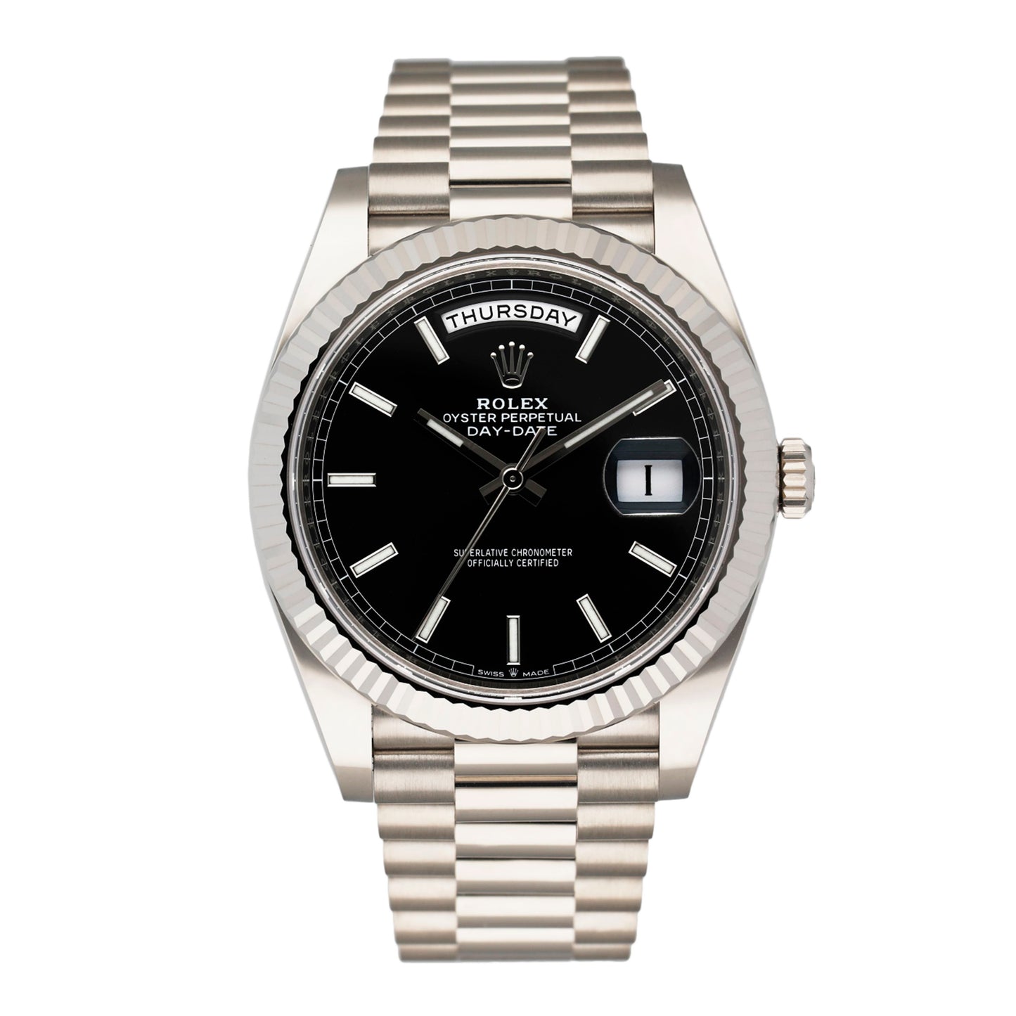 Rolex Day-Date 228239 Black Dial Mens Watch Box Papers