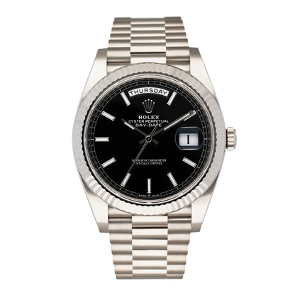 Rolex Day-Date 228239 Black Dial Mens Watch Box Papers