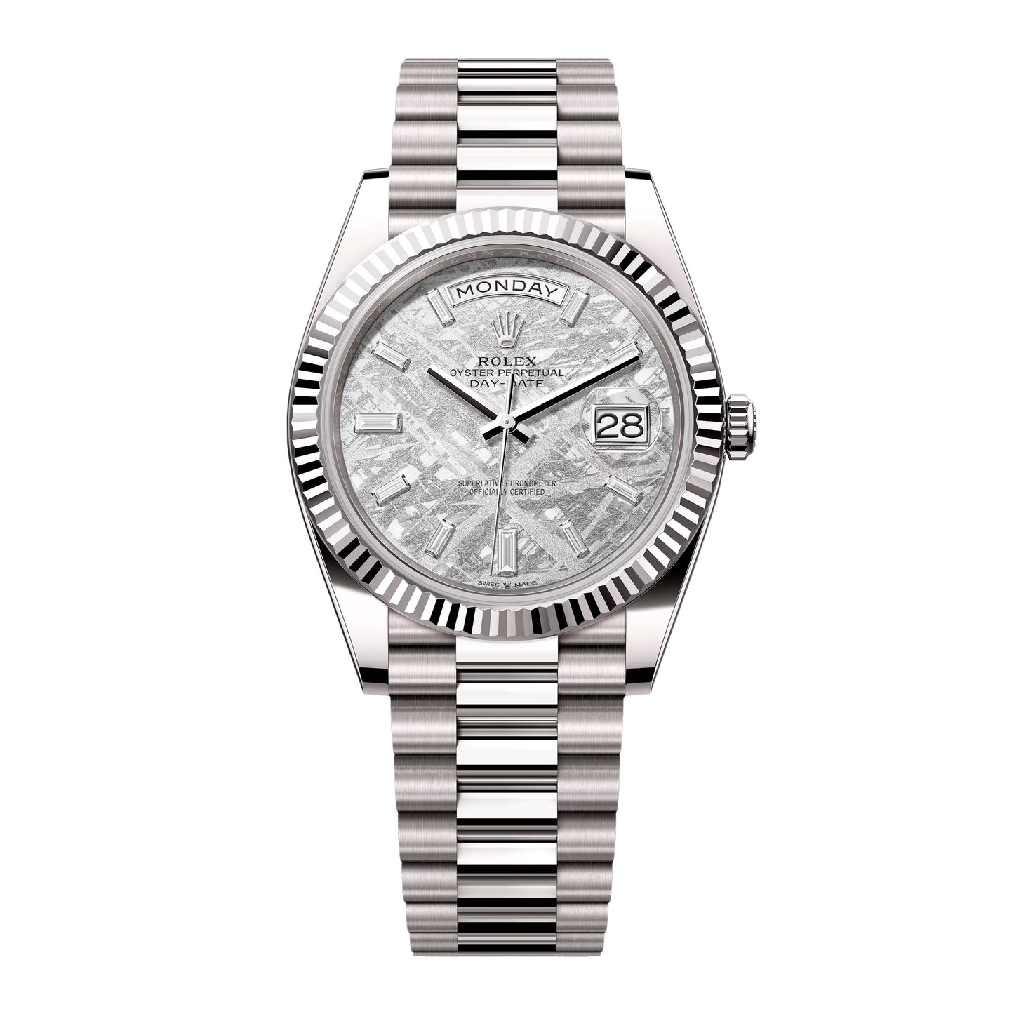 Rolex Day-Date 228239 Diamond Meteorite Dial Mens Watch Box Papers