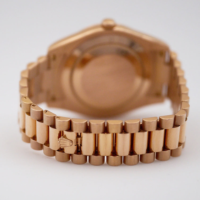 Rolex Day Date 41 218235 Chocolate Dial 18k Rose Gold Mens Watch Box Papers - Watches