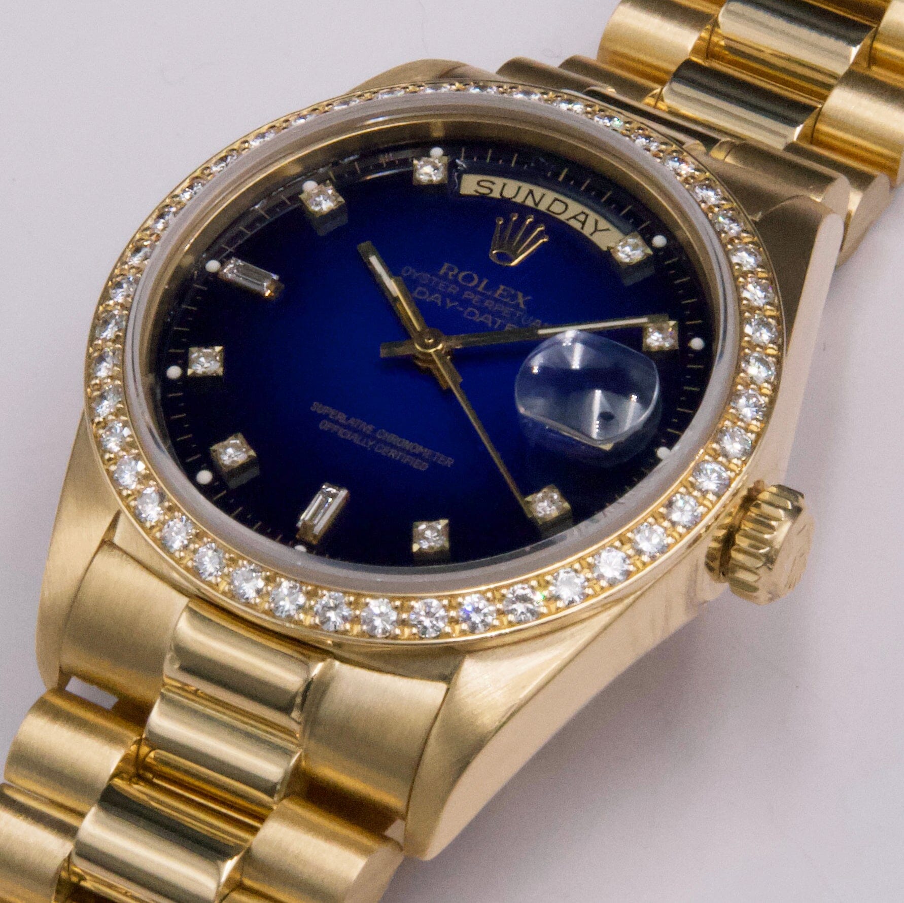 Rolex Day-Date President 18048 Diamond Blue Vignette Mens Watch