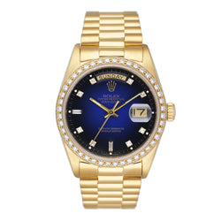Rolex Day-Date President 18048 Diamond Blue Vignette Mens Watch