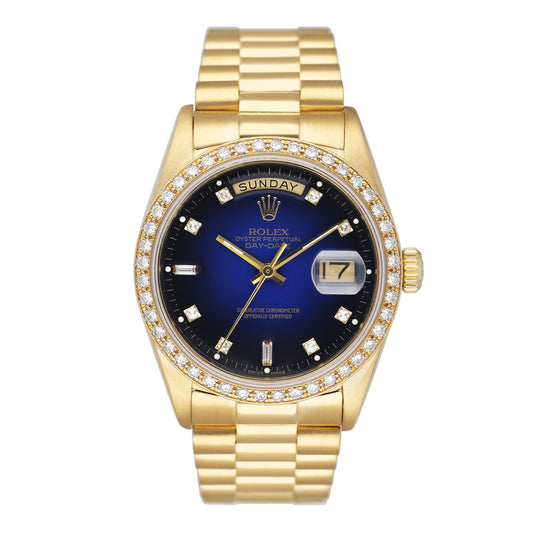 Rolex Day-Date President 18048 Diamond Blue Vignette Mens Watch