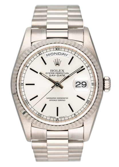 Rolex Day-Date President 18239 18K White Gold Mens Watch - Virtual