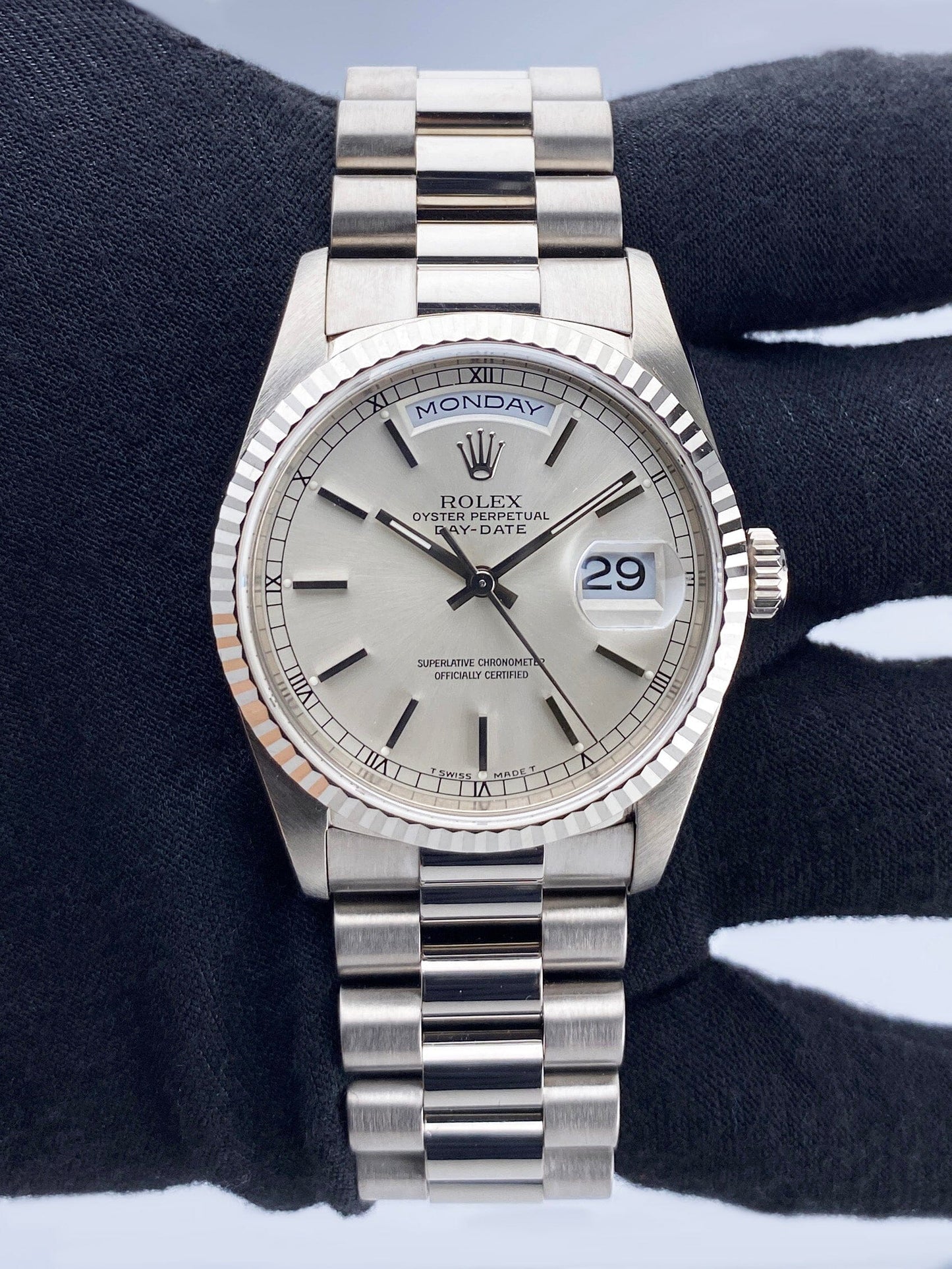 Rolex Day-Date President 18239 18K White Gold Mens Watch - Virtual