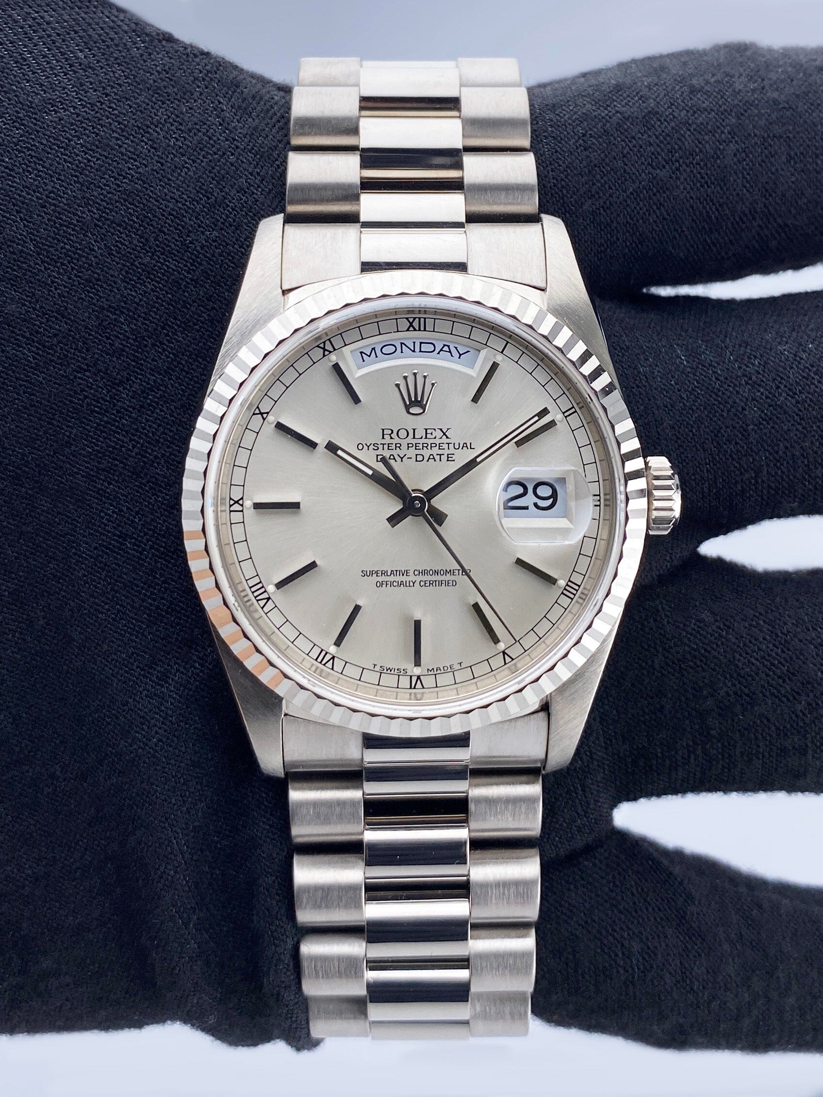 Rolex Day-Date President 18239 18K White Gold Mens Watch - Virtual