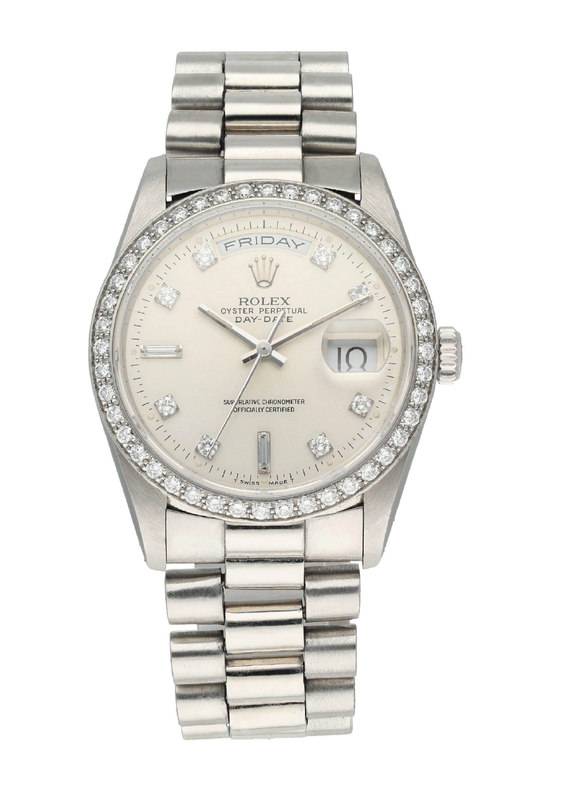 Rolex Day-Date President 18346 Platinum Diamond Mens Watch - Wristwatch