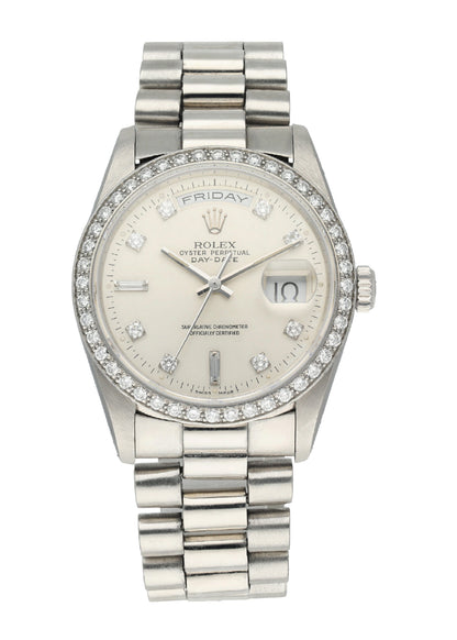 Rolex Day-Date President 18346 Platinum Diamond Mens Watch - Wristwatch