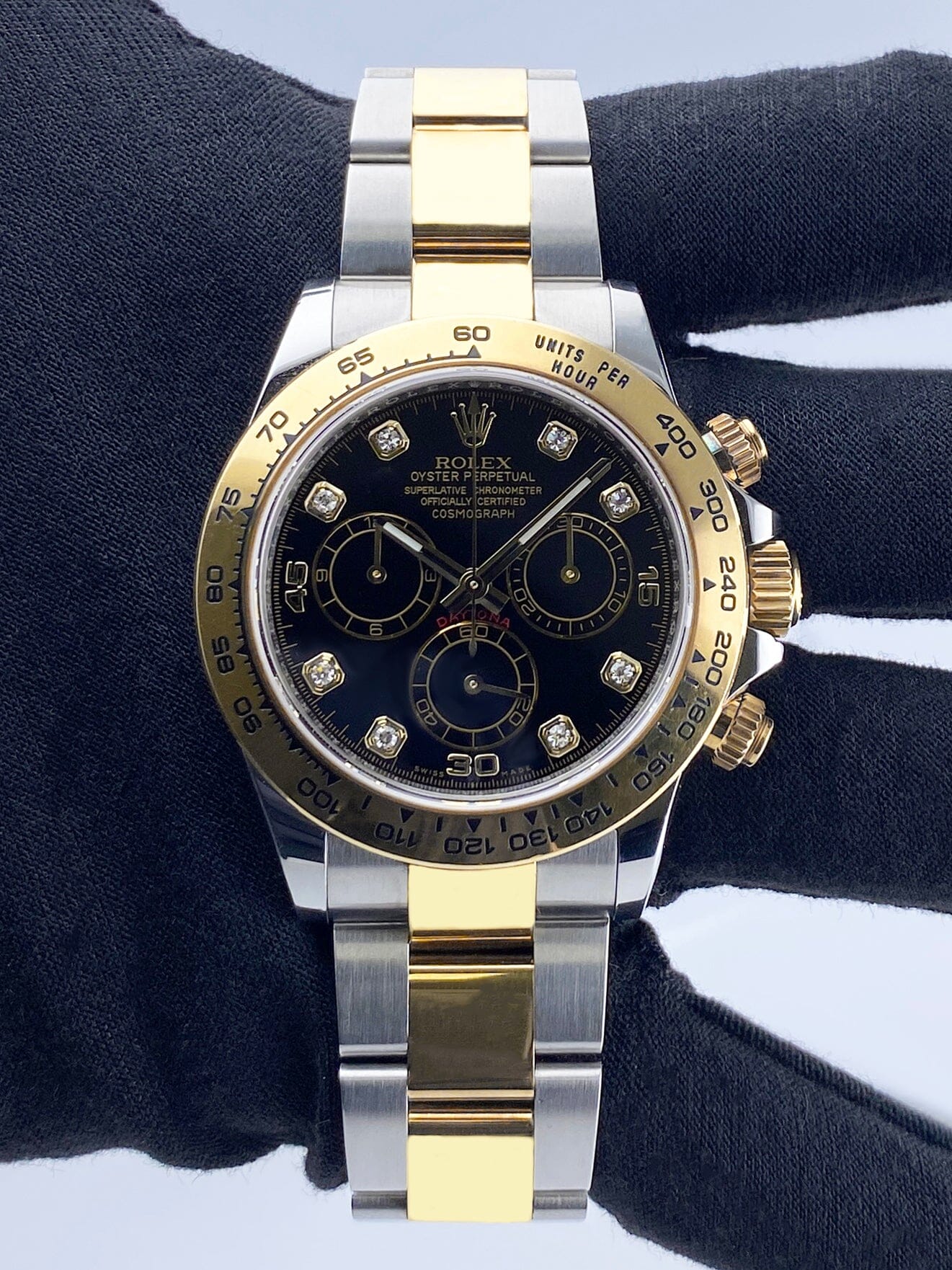 Rolex Daytona 116503 Diamond Black Dial Mens Watch Box Papers - Watches