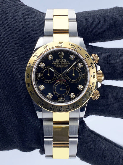 Rolex Daytona 116503 Diamond Black Dial Mens Watch Box Papers - Watches