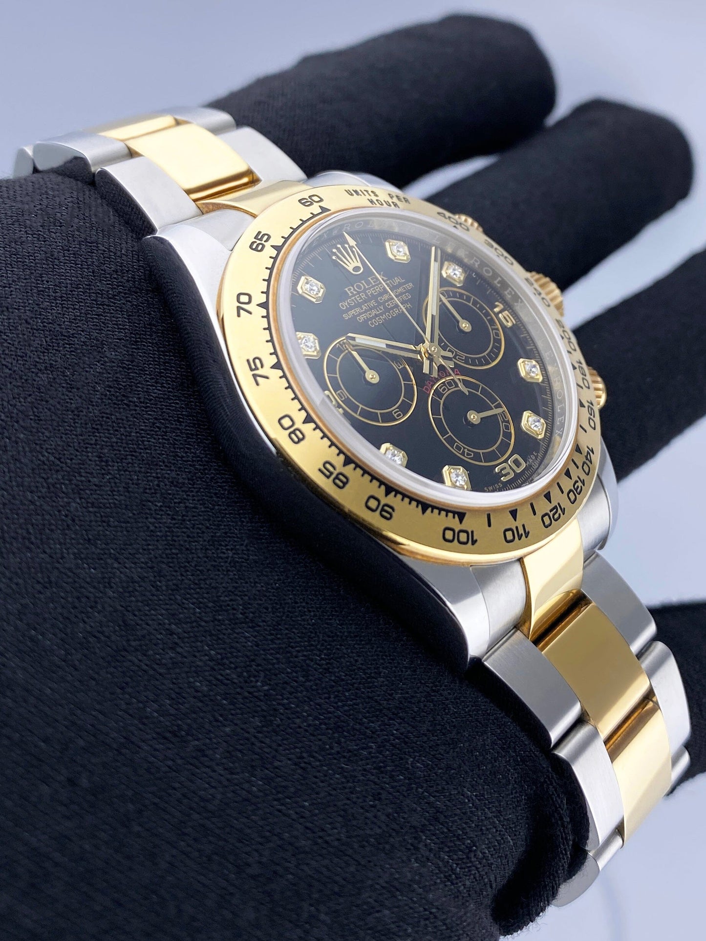 Rolex Daytona 116503 Diamond Black Dial Mens Watch Box Papers - Watches