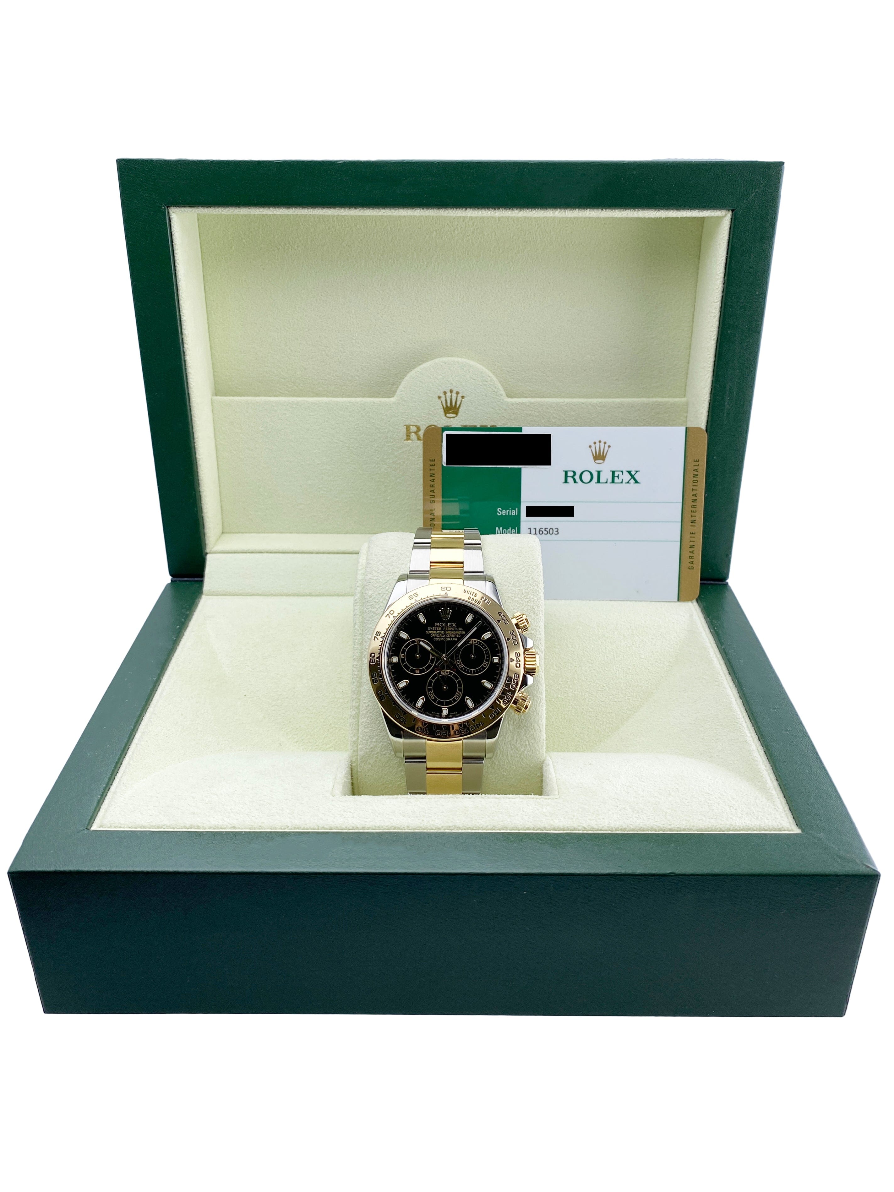 Rolex Daytona 116503 Two Tone Black Dial Mens Watch Box – Phigora