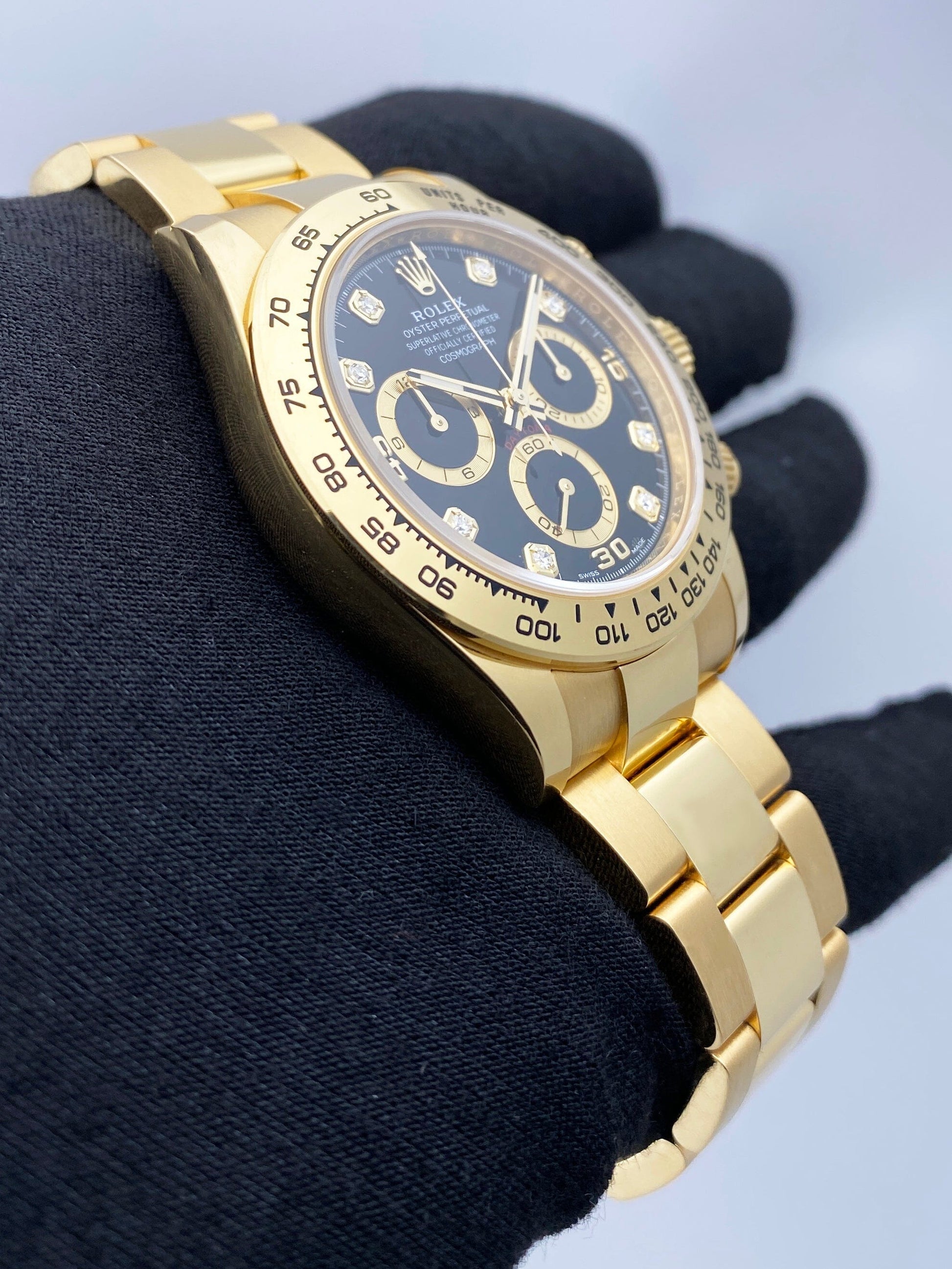 Rolex Daytona 116508 Diamond Black Dial Mens Watch Box Papers - Watches