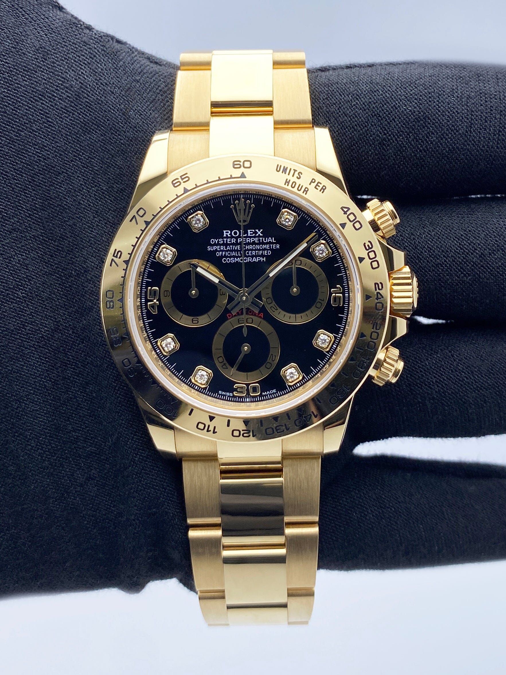 Rolex Daytona 116508 Diamond Black Dial Mens Watch Box Papers - Watches