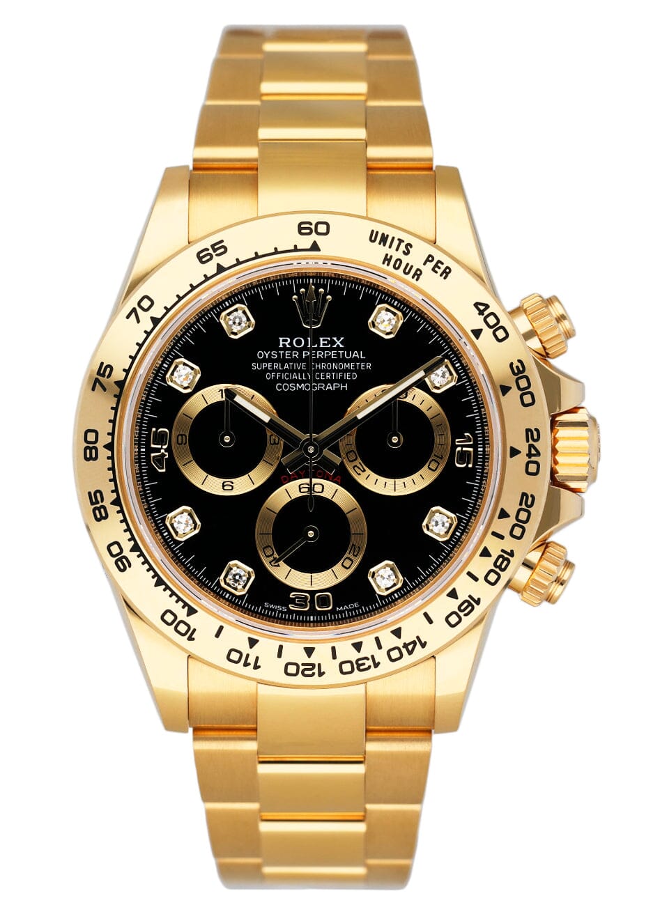 Rolex Daytona 116508 Diamond Black Dial Mens Watch Box Papers - Watches