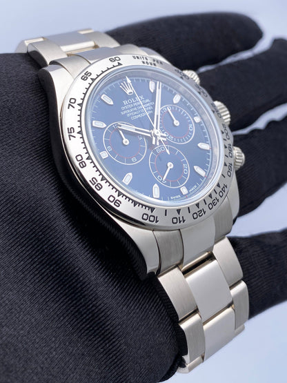 Rolex Daytona 116509 Blue Dial 18K White Gold Mens Watch Box Papers - Watches