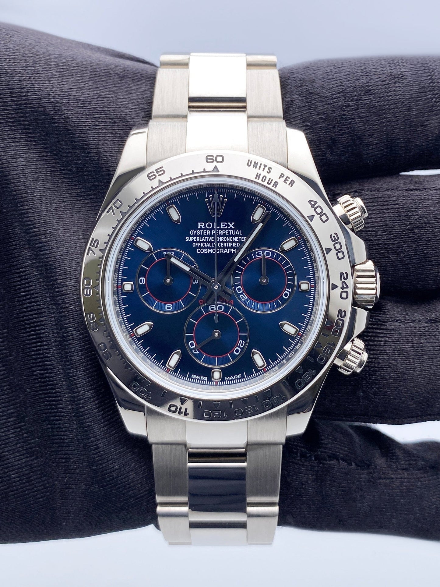 Rolex Daytona 116509 Blue Dial 18K White Gold Mens Watch Box Papers - Watches