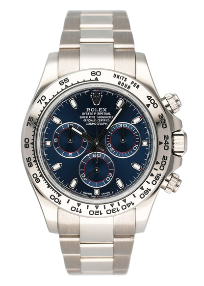 Rolex Daytona 116509 Blue Dial 18K White Gold Mens Watch Box Papers - Watches