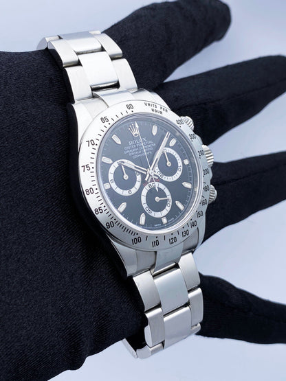 Rolex Daytona 116520 Black Dial Steel Mens Watch Box Papers - Virtual