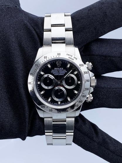 Rolex Daytona 116520 Black Dial Steel Mens Watch Box Papers - Virtual