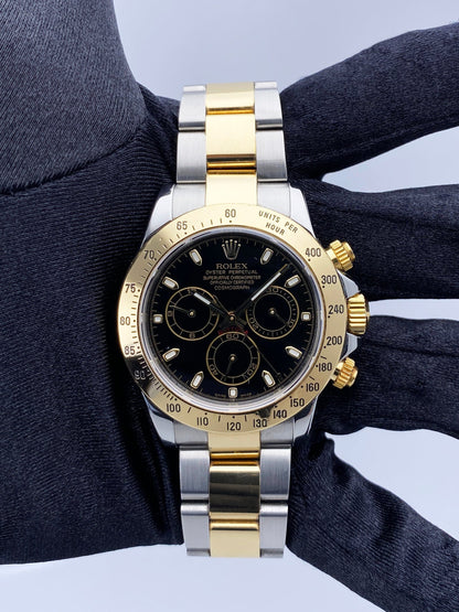 Rolex Daytona 116523 Black Dial Two-Tone Mens Watch Box Papers - Virtual