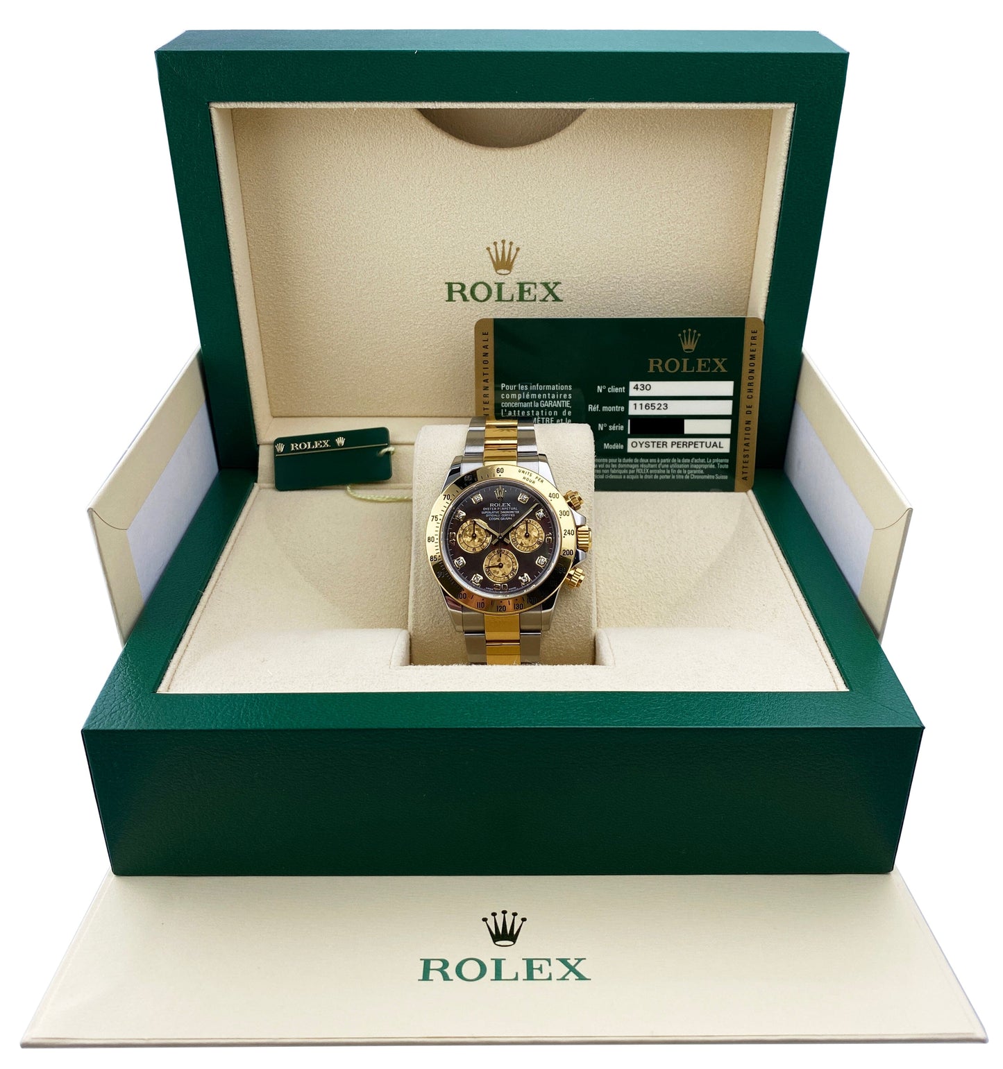 Rolex Daytona 116523 Dark Crystal MOP Dial Mens Watch Box Papers - Virtual