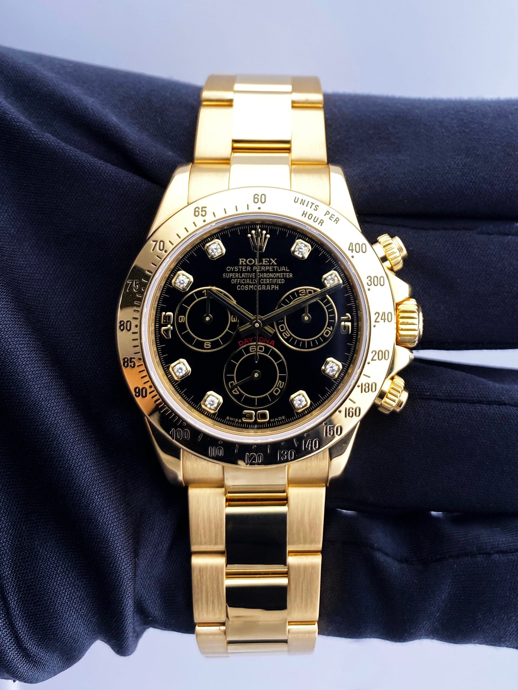 Rolex Daytona 116528 Diamond Black Dial Mens Watch Box – Phigora