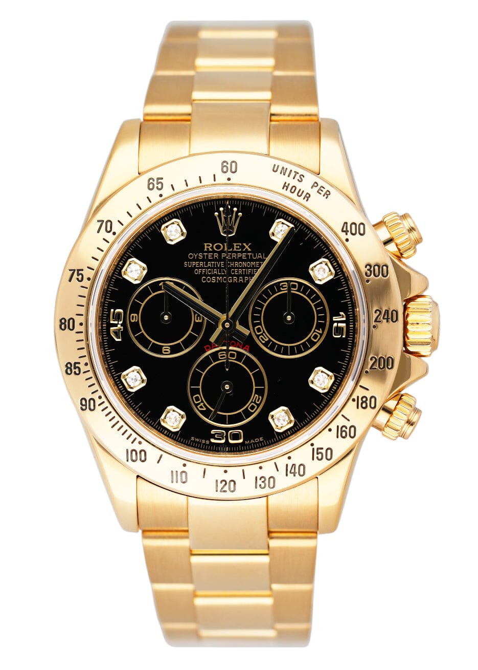 み Rolex Daytona 116528 Diamond Black Dial Mens Watch Box – Phigora