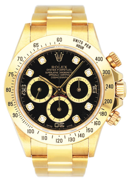 Rolex Daytona 16528 Zenith Black Diamond Dial Mens Watch Box Papers