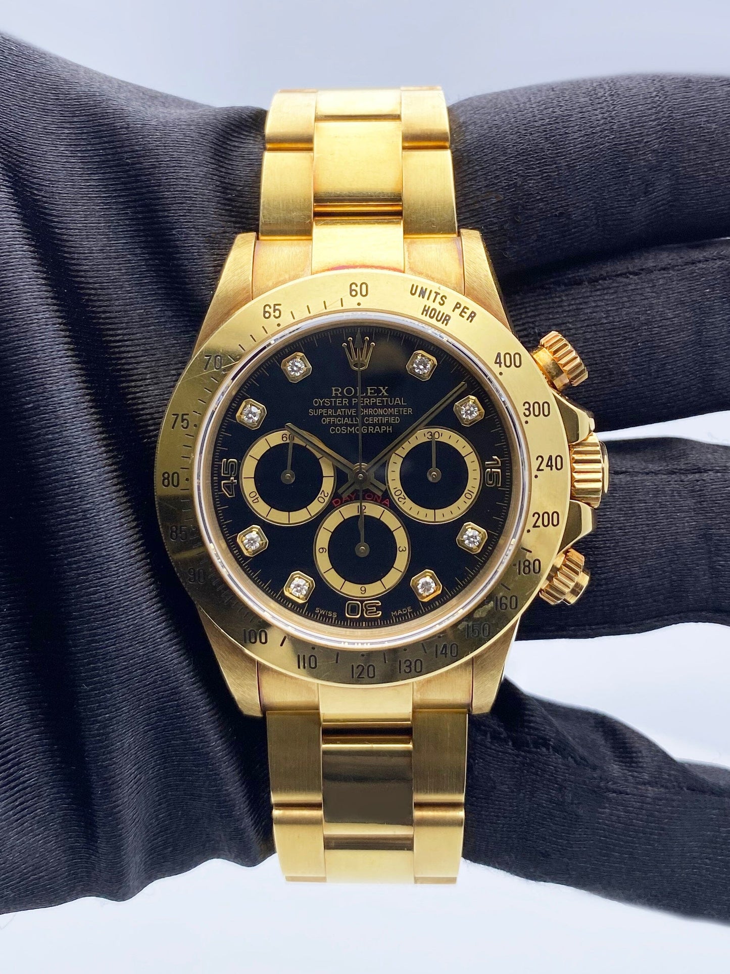Rolex Daytona 16528 Zenith Black Diamond Dial Mens Watch Box Papers
