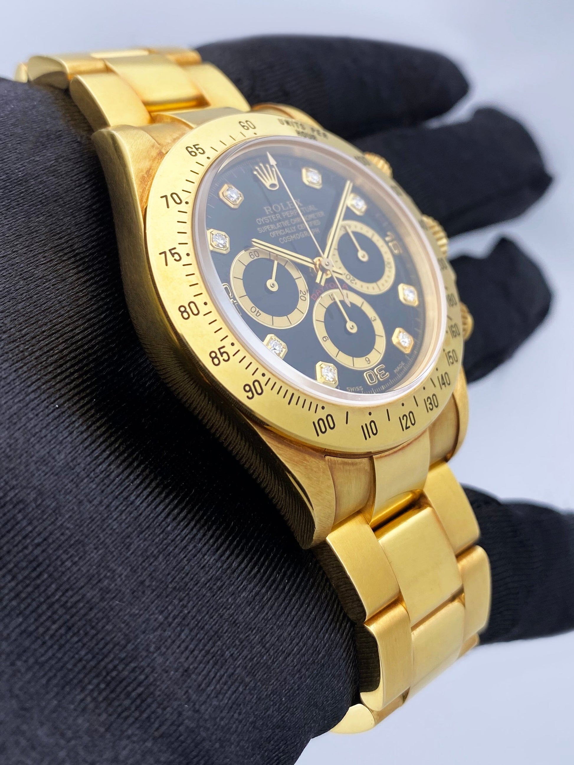 Rolex Daytona 16528 Zenith Black Diamond Dial Mens Watch Box Papers
