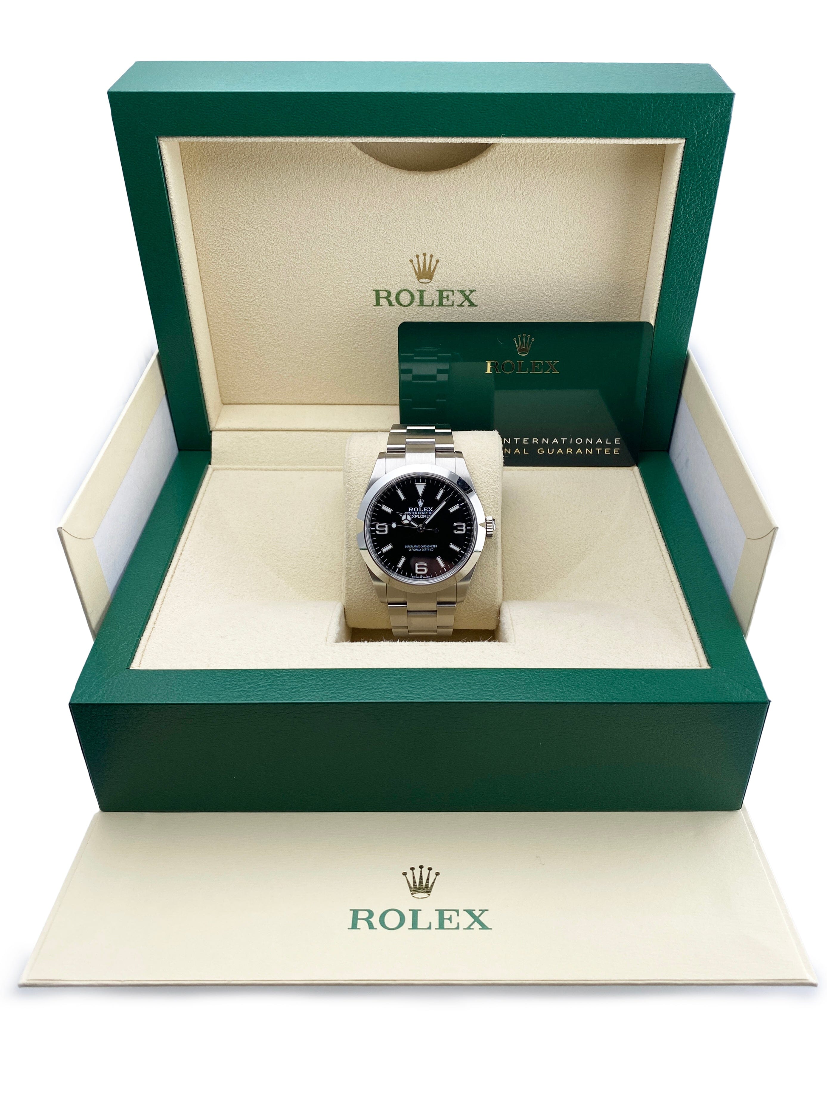 Rolex Explorer 40 224270 Black Dial Steel Mens Watch Box Papers