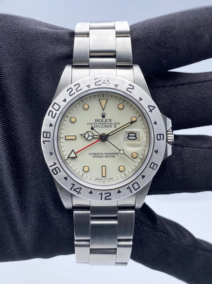 Rolex Explorer II 16550 Cream Dial Vintage Mens Watch Box Papers - Watches