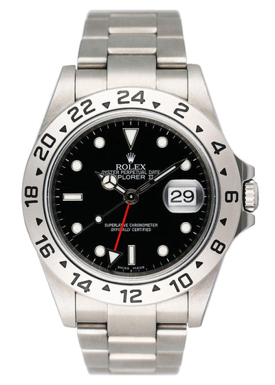 Rolex Explorer II 16570 Black Dial Engraved Mens Watch Box Papers - Watches