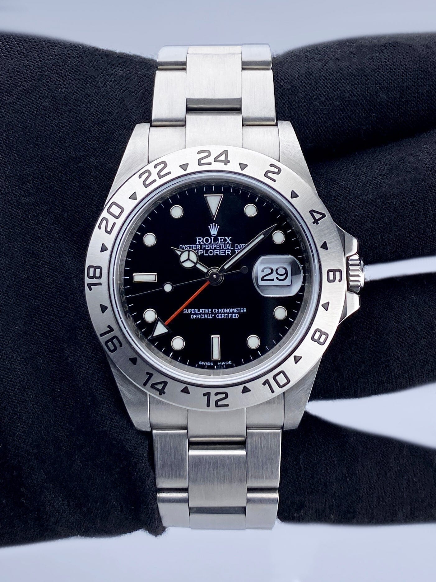 Rolex Explorer II 16570 Black Dial Engraved Mens Watch Box Papers - Watches