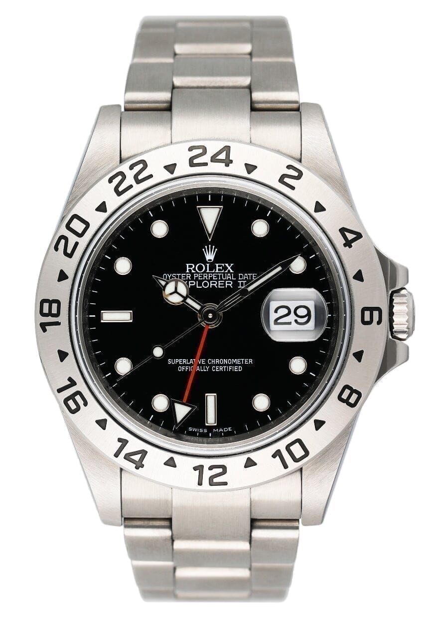 Rolex Explorer II 16570 Black Dial Engraved Mens Watch Box Papers - Watches