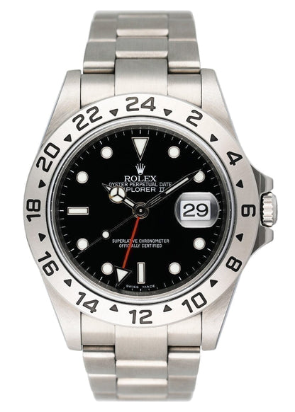 Rolex Explorer II 16570 Black Dial Engraved Mens Watch Box Papers - Watches