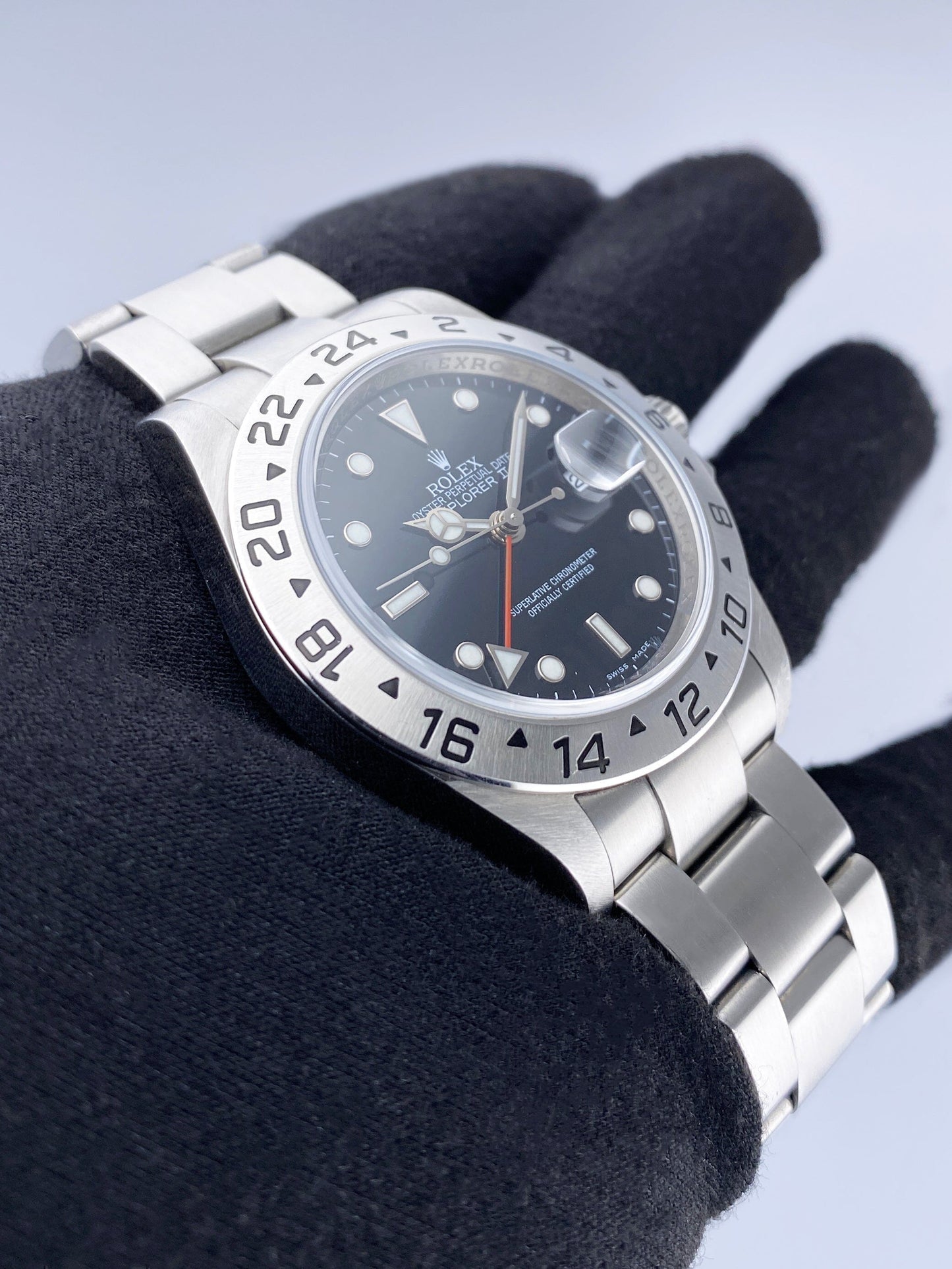 Rolex Explorer II 16570 Black Dial Engraved Mens Watch Box Papers - Watches