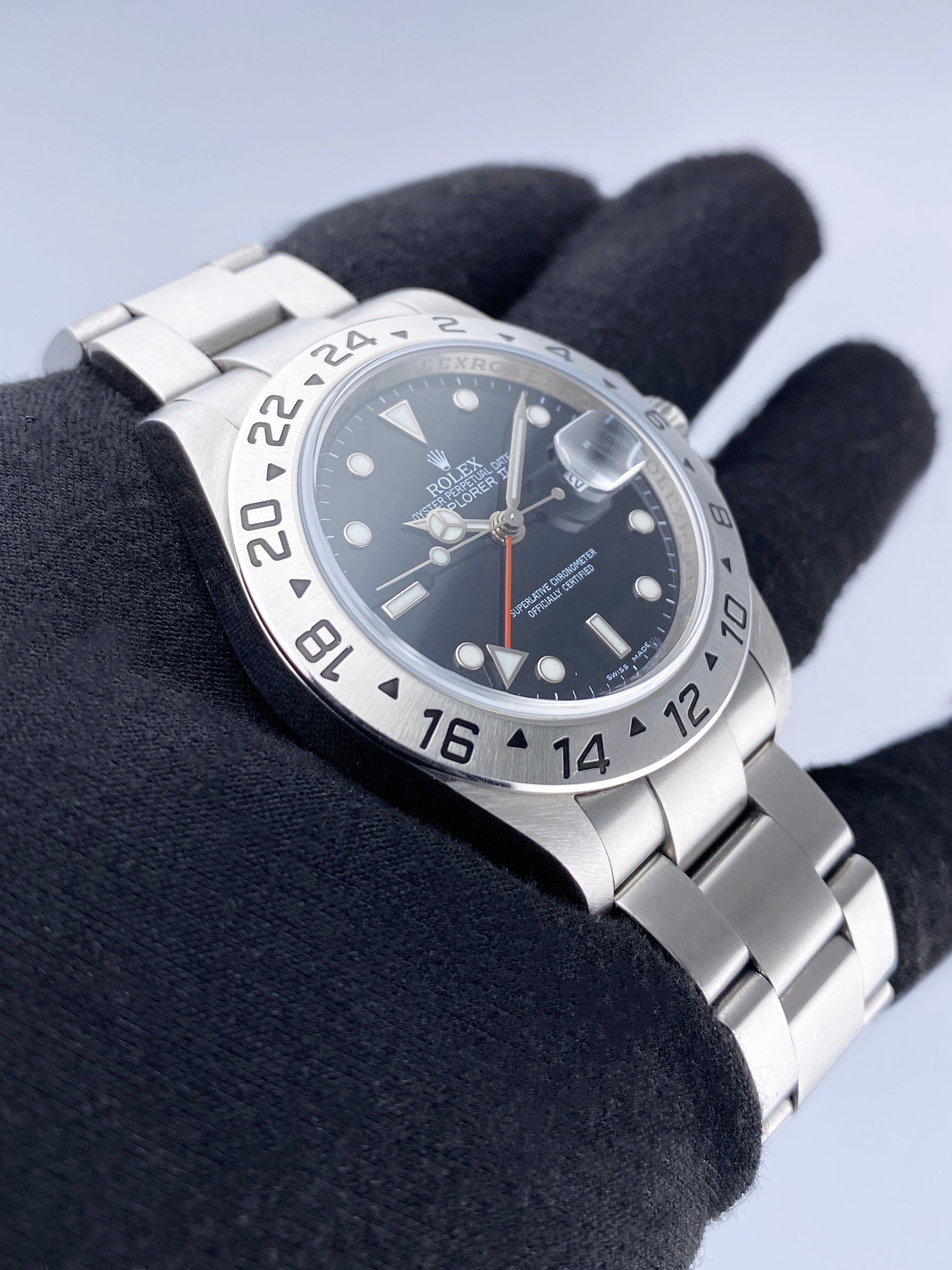 Rolex Explorer II 16570 Black Dial Engraved Mens Watch Box Papers - Watches