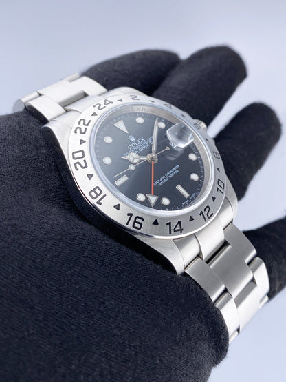 Rolex Explorer II 16570 Black Dial Engraved Mens Watch Box Papers - Watches
