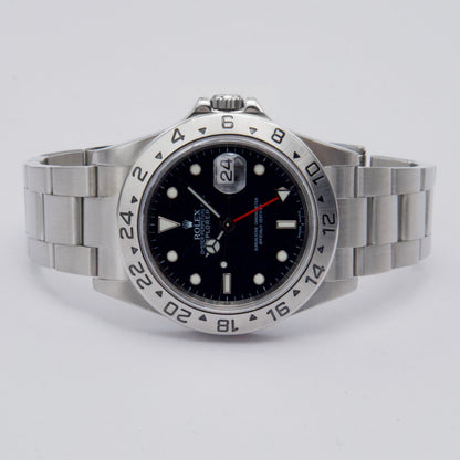 Rolex Explorer II 16570 Black Dial Engraved Mens Watch Box Papers - Watches