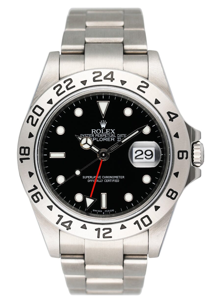 Rolex Explorer II 16570 Black Dial Engraved Mens Watch - Virtual